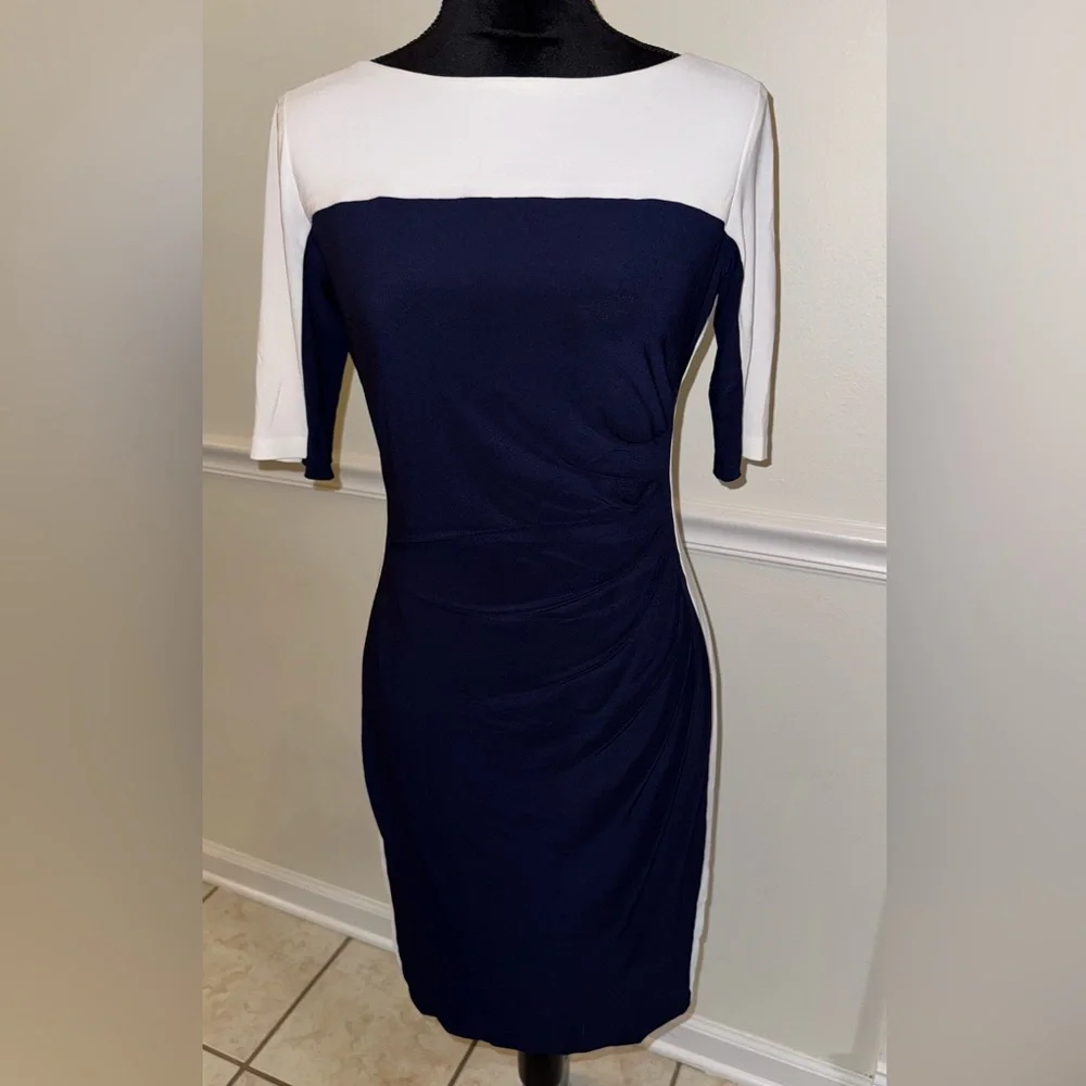 Lauren Ralph Lauren Navy & White Colorblock Sheath Dress – Size 6 - Picture 3 of 6
